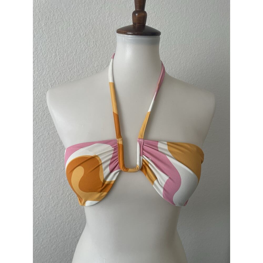Beach Joy Swim Bikini Halter Top Geometric Print Swimwear Beach Summer